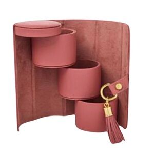 Joy First Class Luxury Leather Hard Sided Jewelry Case- Dusty Rose